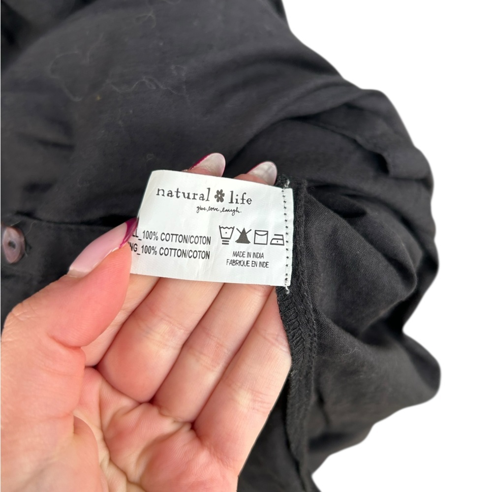 Natural Life 100% Organic Cotton Long Sleeve Dress - Size Medium - Black - Picture 12 of 14
